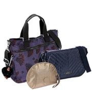KIPLING K70095T27/FLORAL NIGHT「手提げバッグ」 ＋  K23485U10/SHINY BLUE 「ショルダーバッグ」 ＋  K7010349B/METALLIC BLUSH「ポーチ」のセット