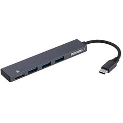 MicroSDカードリーダー付USB3.1 Type-C 3ポートハブ STIX グレー COM-C3MSD053GY