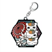 夏目友人帳 切り絵シリーズ グリッターキーホルダー トリプルニャンコ先生 C 和傘 [キャラクターグッズ]