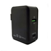 USB急速充電器 USB PD(パワーデリバリー)+QC3.0対応 18W スイングプラグ採用 ブラック FUSB-ACQCPD36BK
