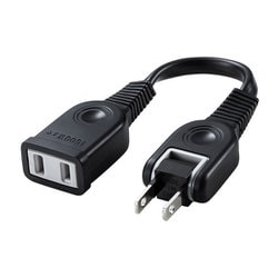 電源タップ 延長コード 0.1m 2P 短い 折りたたみ式プラグ トラッキング火災予防絶縁キャップ付き ACアダプタ取り付けに便利 ブラック TAP-EX21001BK