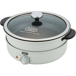 電気グリル鍋 3.5L 1200W 鍋・内鍋・たこ焼きプレート付き ガラス蓋付き 卓上 ASH WHITE（アッシュホワイト） K-HP2-AW