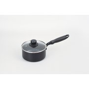 ミッドナイトマーブル IH対応 ガラス蓋付 片手鍋 16cm HB-5116