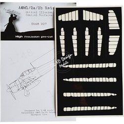 48007 A6M1/2a/2b/2-N 12試艦戦/ゼロ戦11型/21型/2式水戦用 ハセガワ用 [1/48スケール 動翼部マスキングシート]