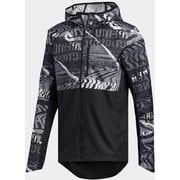 オウン ザ ラン グラフィック ジャケット Own the Run Graphic Jacket FYR58 ブラック/グレーワン/グレーシックス J/Oサイズ [ランニングジャケット メンズ]