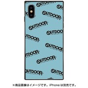 BJ-0036-IP0X-BLU1 [iPhone XS/X スクエア型 ガラスケース OUTDOOR LOGO RANDOM BLUE（ロゴ ランダム ブルー）]