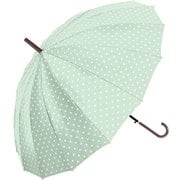 Natural Basic 婦人長傘 55cm 16K/ミドルドット グリーン 60822-20