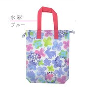シューズバッグ F 水彩フラワー ブルー