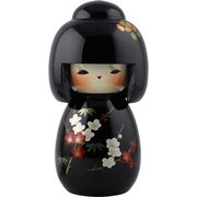 漆工芸こけし 花かんざし 黒
