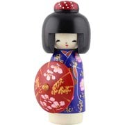 近代創作こけし 日傘 青