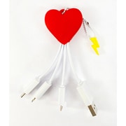 スマートフォン用 マルチケーブル USB Type-A/Type-C/micro/Lightning ハート multi cable heart