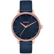 腕時計 KENSINGTON LEATHER(ケンジントンレザー) 37mm ネイビー/ローズゴールド 並行輸入品 2年保証 A108-2195