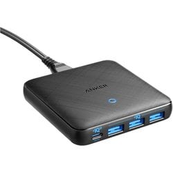 USB急速充電器 Anker PowerPort Atom III Slim （Four Ports）USB PD（パワーデリバリー）対応 65W USB-C×1ポート/USB-A×3ポート GaN （窒化ガリウム） 採用 ブラック A2045511