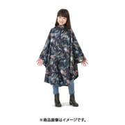 05002280 [OUTDOOR キッズレインポンチョ 140cm ボタニカル柄 ネイビー]