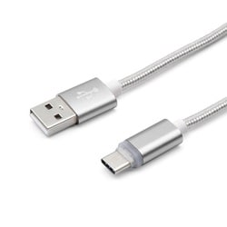 充電お知らせType-Cケーブル 1m シルバー GN-INDTC1M-SV