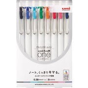 ゲルインクボールペン uni-ball one(ユニボール ワン) 0.38mm 8色セット 本体色:オフホワイト UMNS388C