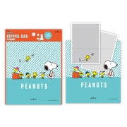 ジッパーバッグ スヌーピー おでかけ ストライプ ブルー EKW-777-470