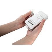 コンパクト電源タップ USB-A×3/USB-A(QC3.0対応)×1/ACコンセント3個口 Smart IC搭載 ホワイト RiC-AC_3P-USB_4P/WH