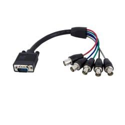 30cm VGA/アナログRGB（HD15/D-Sub 15ピン） - 5x BNC同軸（RGBHV）変換ケーブル オス/メス VGABNCMF1