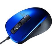 マウス 有線 静音 小型 ブルーLED 5ボタン ケーブル長1.5m 戻る/進むボタン搭載 カウント切替機能 機能割り当て ブルー MA-BL156BL