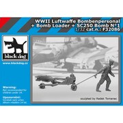 HAUF32086 WW.II ドイツ空軍 武器係 +SC250爆弾+装填カート No.1 [1/32スケール レジンキット]