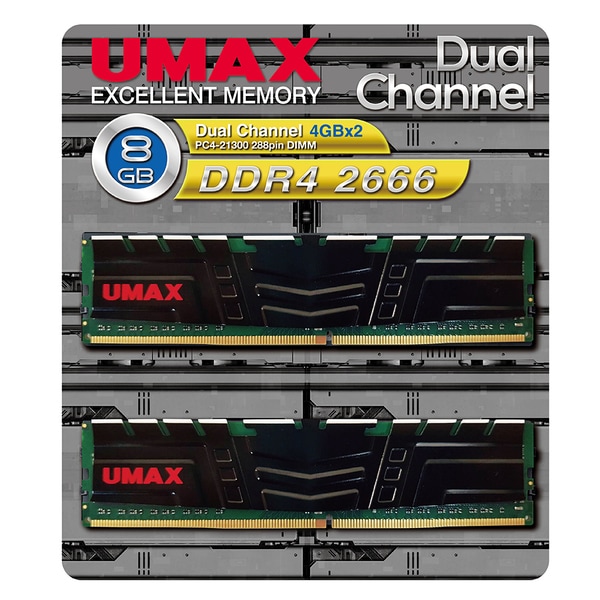 UM-DDR4D-2666-8GBHS [デスクトップ用メモリ 288Pin DDR4-2666 （PC4-21300） 4GBx2 デュアルチャンネルセット ヒートスプレッダ付き]