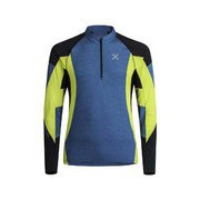 RUN ENERGY ZIP MAGLIA MMZR36X 8347 ペールブルー/イエローグリーン Sサイズ [ランニングウェア シャツ メンズ]