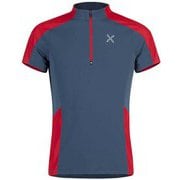 OUTDOOR PERFORM ZIP T-SHIRT MTZN50X 8610 スティールブルー/レッド Lサイズ [アウトドア カットソー メンズ]
