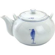 白磁さぎ唐草 土瓶（つる付）