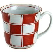 格子市松 マグカップ(赤)