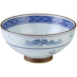 枯淡山水 茶碗（大）腰筋染付青
