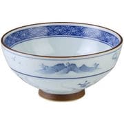 枯淡山水 茶碗(大)腰筋染付青