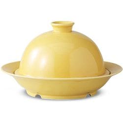 黄釉（皿：鉄砂）・ メタボ蒸すクック