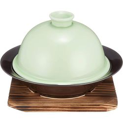 グリーン（皿：鉄砂） 焼杉台付メタボ蒸すクック