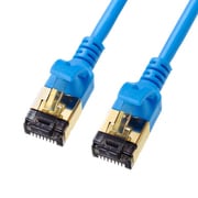 LANケーブル 3m CAT8 極細 ケーブル径4.0mm ブルー 爪折れ防止 単線 ScTP ストレート結線 ハロゲンフリー RJ45 KB-T8SL-03BL