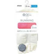 JDC5083 [Clear Beauty Active（クリアビューティ アクティブ） 【RUNNING】すべり止め付き 5本指 ミドル丈 スポーツソックス 23-25cm オフホワイト]