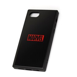 PG-DGT20M10BK [iPhone SE（第2世代）/8/7/6s/6 4.7インチ用 ガラスハイブリッドケース MARVEL ロゴ/ブラック]