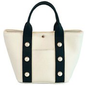pearl handbag パール付きハンドバッグ ホワイト/ブラック
