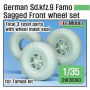 DW30040 WWII 独 ドイツ陸軍 Sd.kfz.9ファモ用自重変形前輪セット スペアタイヤ付 タミヤ用 [1/35スケール レジン製ディティールアップパーツ]
