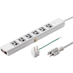 電源タップ 雷ガード マグネット 6個口 3m 3ピン 抜け止め 一括スイッチ 通電確認ランプ 雷ガード確認ランプ ブレーカー搭載 3P/2P変換アダプタ付き 絶縁キャップ付き アース端子付き アースターミナル ホワイト TAP-SP36MG-3
