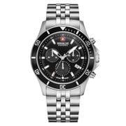 SWISS MILITARY メンズ SSブレス BK クロノ 42mm 並行輸入品 1年保証 ML-473