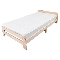 檜ベッド 棚付き マットレス付 ナチュラル JHB-100RMTS