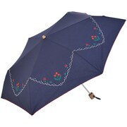2258NV [ハンカチーフ刺繍ミニ 50cm 手開き 折りたたみ傘 レディース ネイビー]