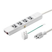 電源タップ 雷ガード マグネット 4個口 3m 3ピン 抜け止め 一括スイッチ 通電確認ランプ 雷ガード確認ランプ ブレーカー搭載 3P/2P変換アダプタ付き 絶縁キャップ付き アース端子付き アースターミナル ホワイト TAP-SP34MG-3