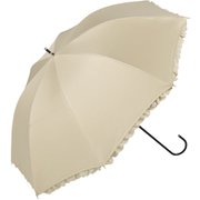 PUヒートカット フリル 50cm 手開き 長傘 レディース ベージュ BE-90188