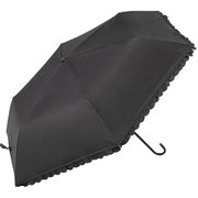 PUヒートカットフリル ミニ 50cm 手開き 折りたたみ傘 レディース ブラック BE-09018