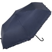 PUヒートカットフリル ミニ 50cm 手開き 折りたたみ傘 レディース ネイビー BE-09018