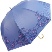 SJ-2021 [ドーム 完全100％遮光 UVカット UPF50+ シルバーラメ入りゴシックレース 58cm ジャンプ 長傘 レディース ブルー]