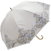 SJ-2021 [ドーム 完全100％遮光 UVカット UPF50+ シルバーラメ入りゴシックレース 58cm ジャンプ 長傘 レディース ホワイト]