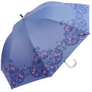 SS-2021 [完全100％遮光 UVカット UPF50+ シルバーラメ入りゴシックレース 50cm 手開き スライドショート傘 レディース ブルー]